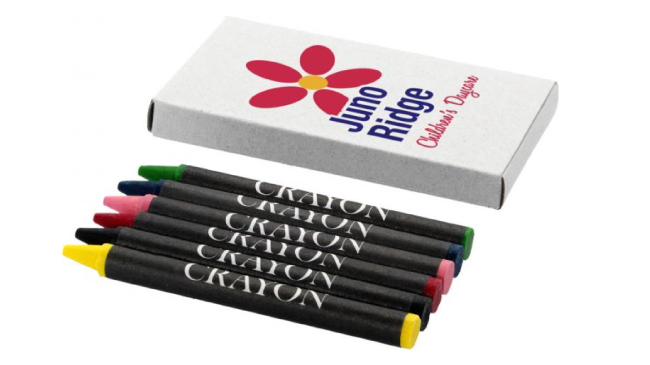 6 piece coloured crayon set