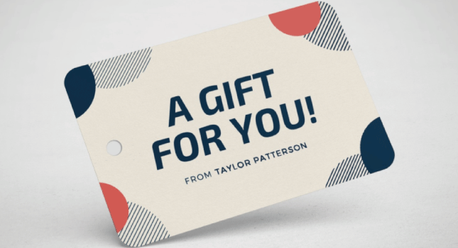 Gift tag label voucher