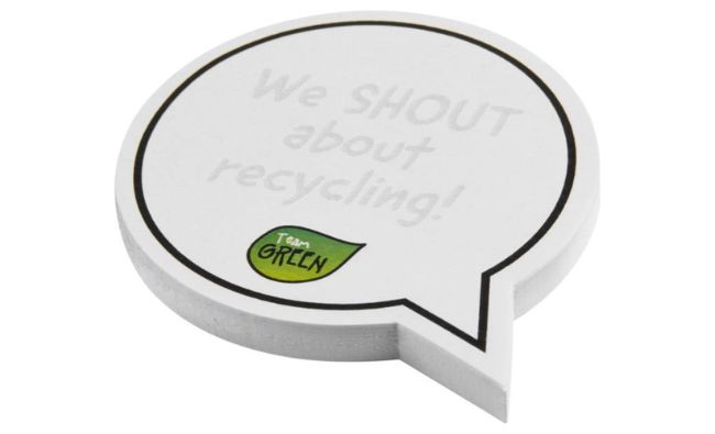 Speech bubble-shaped recycled sticky notes
