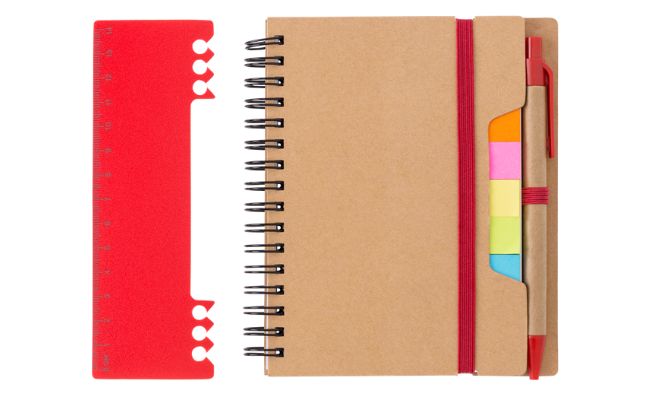 red recycled notebook