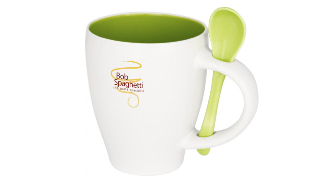 250 ml ceramic mug with spoon Green