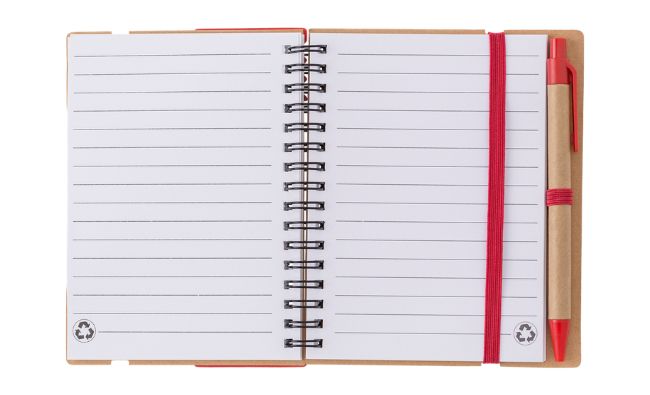 open red recycled notebook