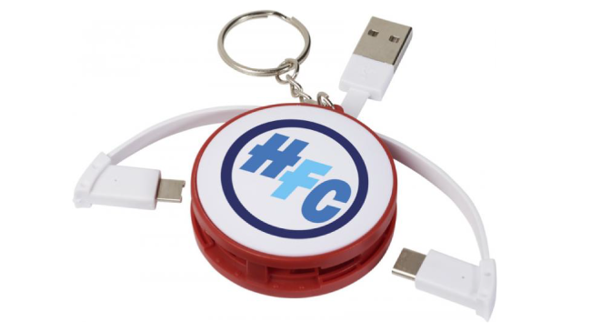 3 in 1 charging cable with keychain red