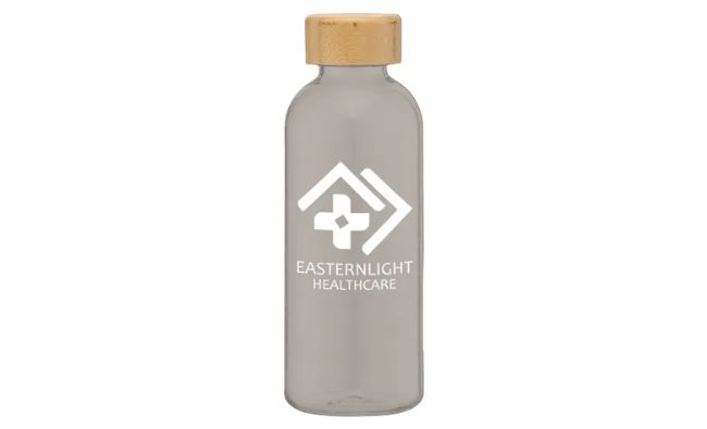 grey Water Bottle with Bamboo Lid