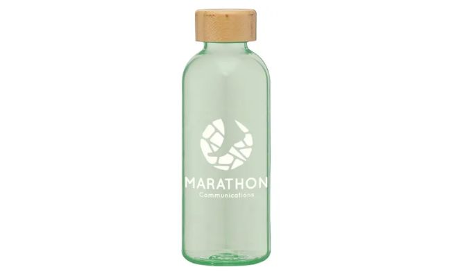 Green Water Bottle with Bamboo Lid