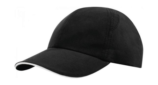 6 panel GRS recycled cool fit sandwich cap Black