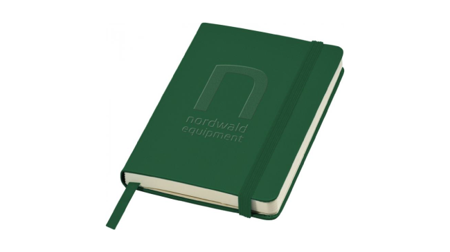 A6 hard cover pocket notebook green