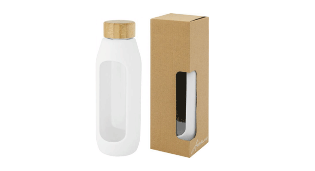 Borosilicate glass bottle with silicone grip (White)