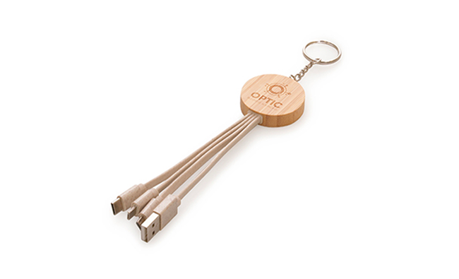 Round Bamboo And Wheat Straw Charger Keyring