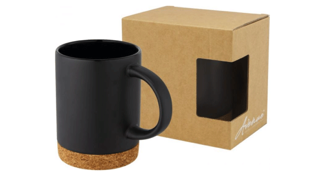 Ceramic mug with cork base black