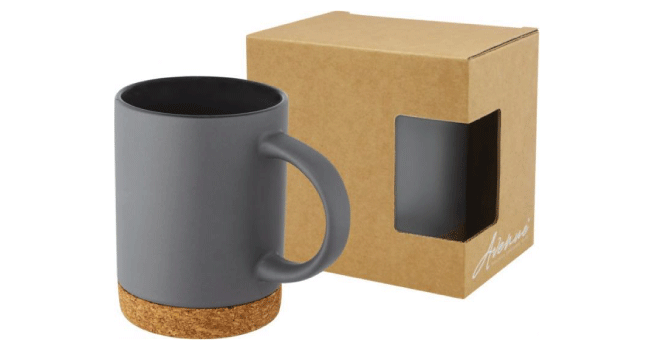 Ceramic mug with cork base grey