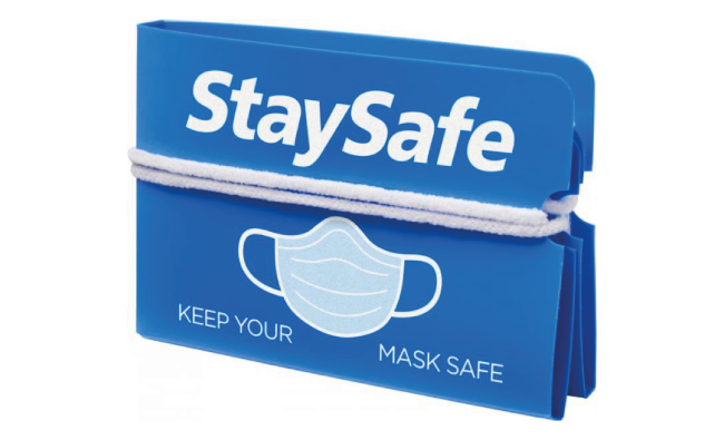 Fold up face mask wallet Blue