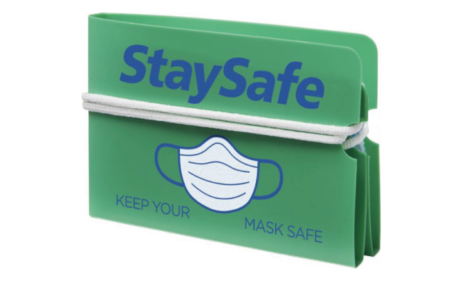 Fold up face mask wallet Green