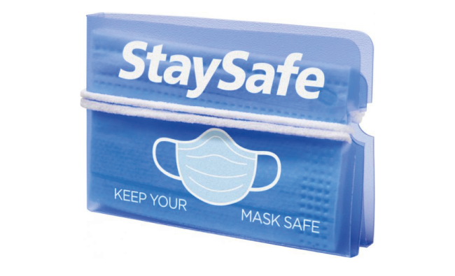 Fold up face mask wallet Transparent Blue