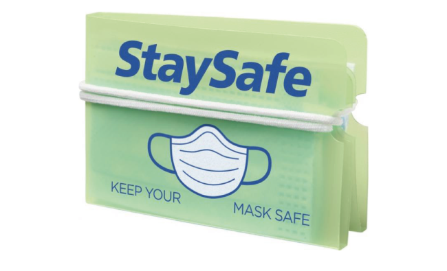 Fold up face mask wallet Transparent Lime
