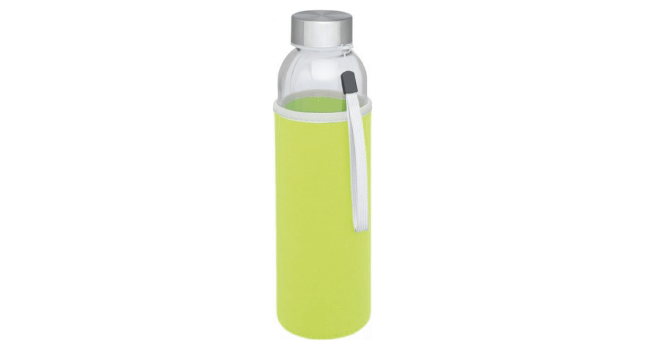 Glass sports bottle 500ml lime green
