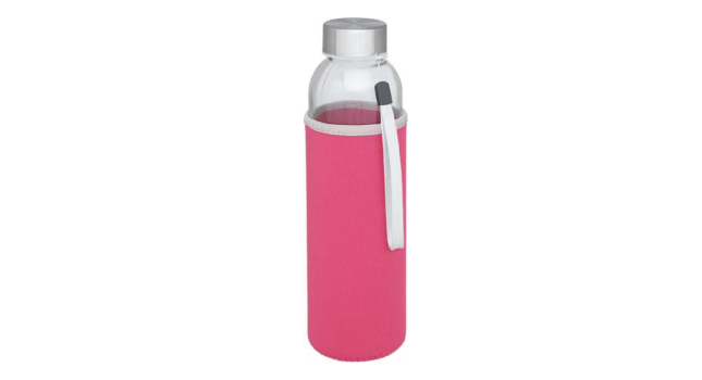 Glass sports bottle 500ml pink