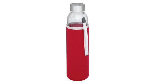 Glass sports bottle 500ml red
