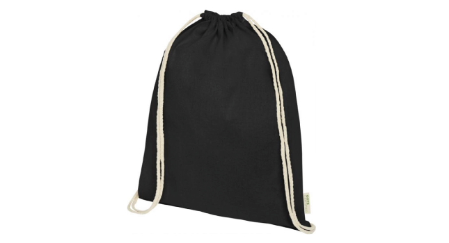 GOTS organic cotton drawstring backpack black