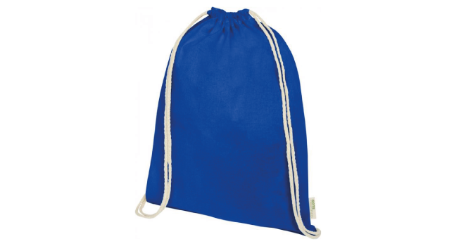 GOTS organic cotton drawstring backpack blue