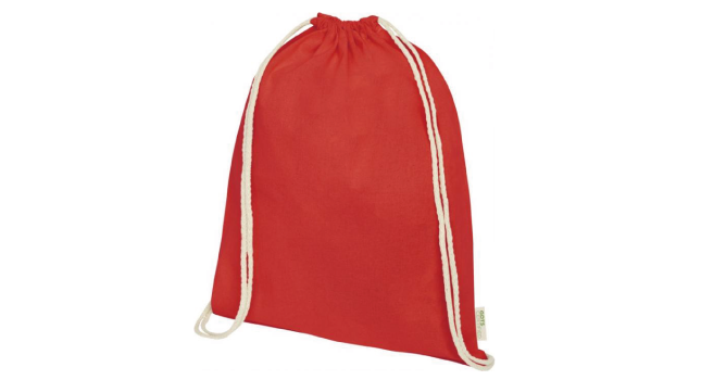 GOTS organic cotton drawstring backpack red