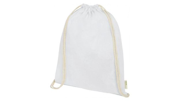 GOTS organic cotton drawstring backpack white