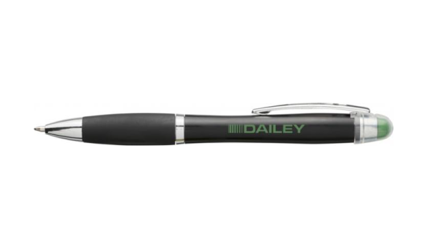 Green Nash light up black barrel and grip ballpoint pen