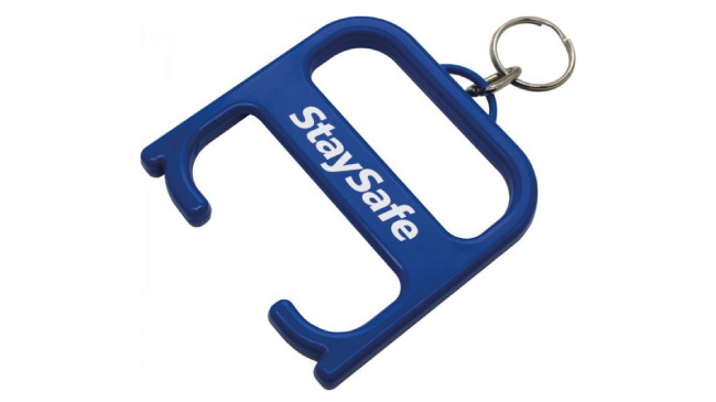 Hygiene handle with keychain Blue