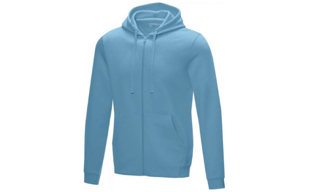 Men’s GOTS organic GRS recycled full zip hoodie (Blue)