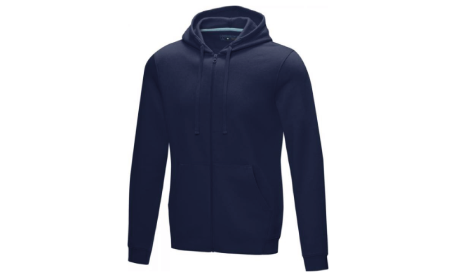 Men’s GOTS organic GRS recycled full zip hoodie (Navy)