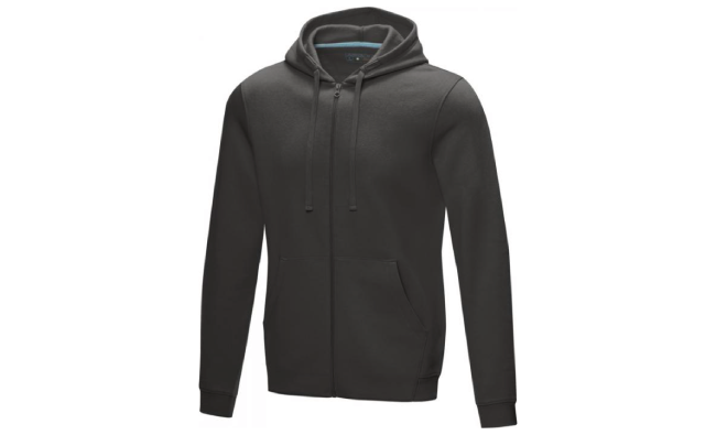 Men’s GOTS organic recycled full zip hoodie (Grey)