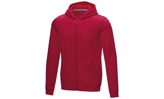 Men’s GOTS organic recycled full zip hoodie (Red)