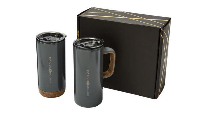 Mug and tumbler copper vacuum gift set grey
