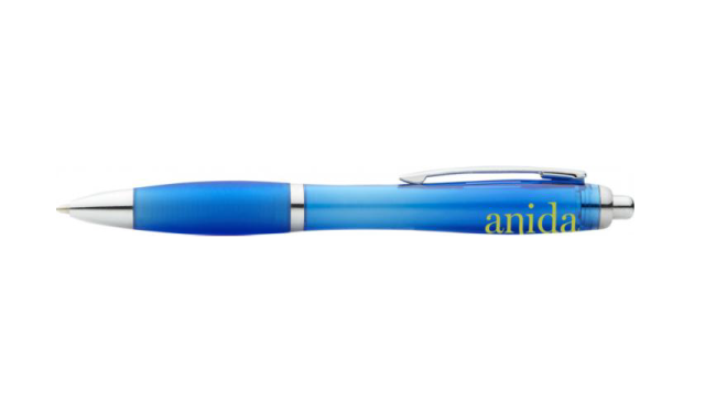 Nash ballpoint pen with coloured barrel and grip light blue