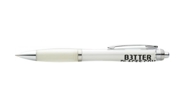 Nash ballpoint pen with coloured barrel and grip light white