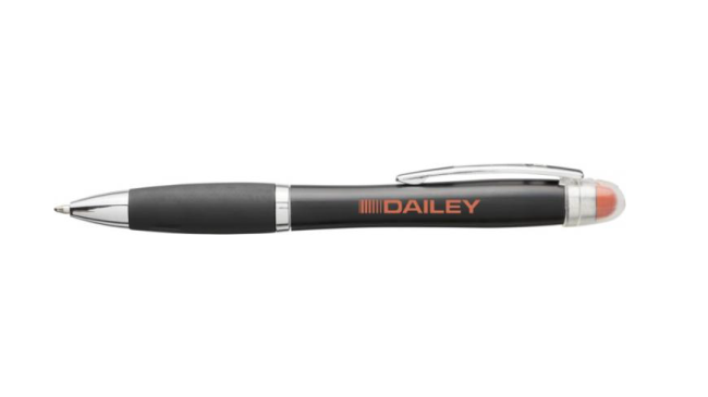 Orange Nash light up black barrel and grip ballpoint pen