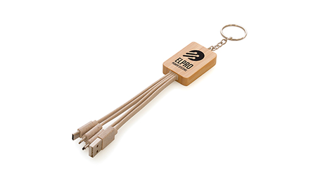 Rectangle Bamboo And Wheat Straw Keyring