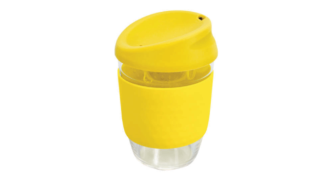Reuseable glass coffee cup Yellow