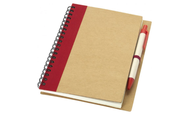 Recycled notebook with pen (Red)