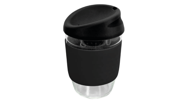 Reuseable glass coffee cup Black