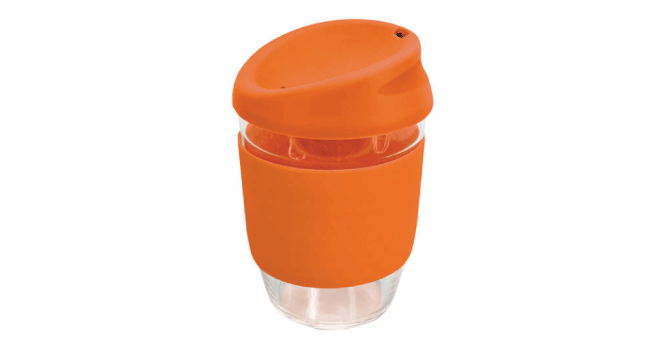 Reuseable glass coffee cup Orange