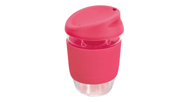 Reuseable glass coffee cup Pink
