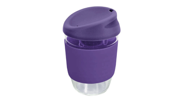 Reuseable glass coffee cup Purple