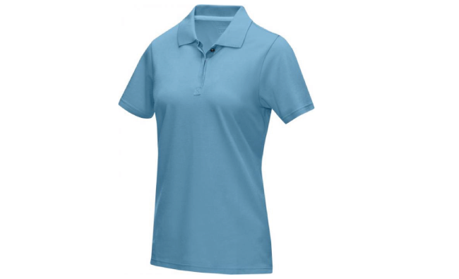 Short sleeve women’s GOTS organic polo (Blue)