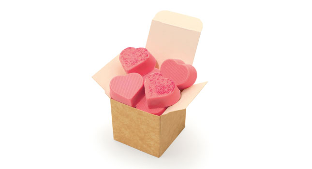 Valentines eco cube raspberry heart truffles