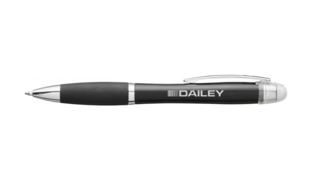 White Nash light up black barrel and grip ballpoint pen