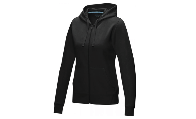Women’s GOTS organic recycled full zip hoodie (Black)