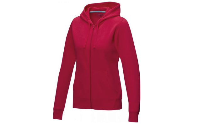 Women’s GOTS organic recycled full zip hoodie (Red)
